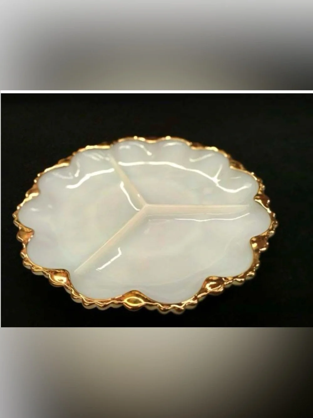 White and Gold Divided Porcelain Server - Elegant Serving Tray